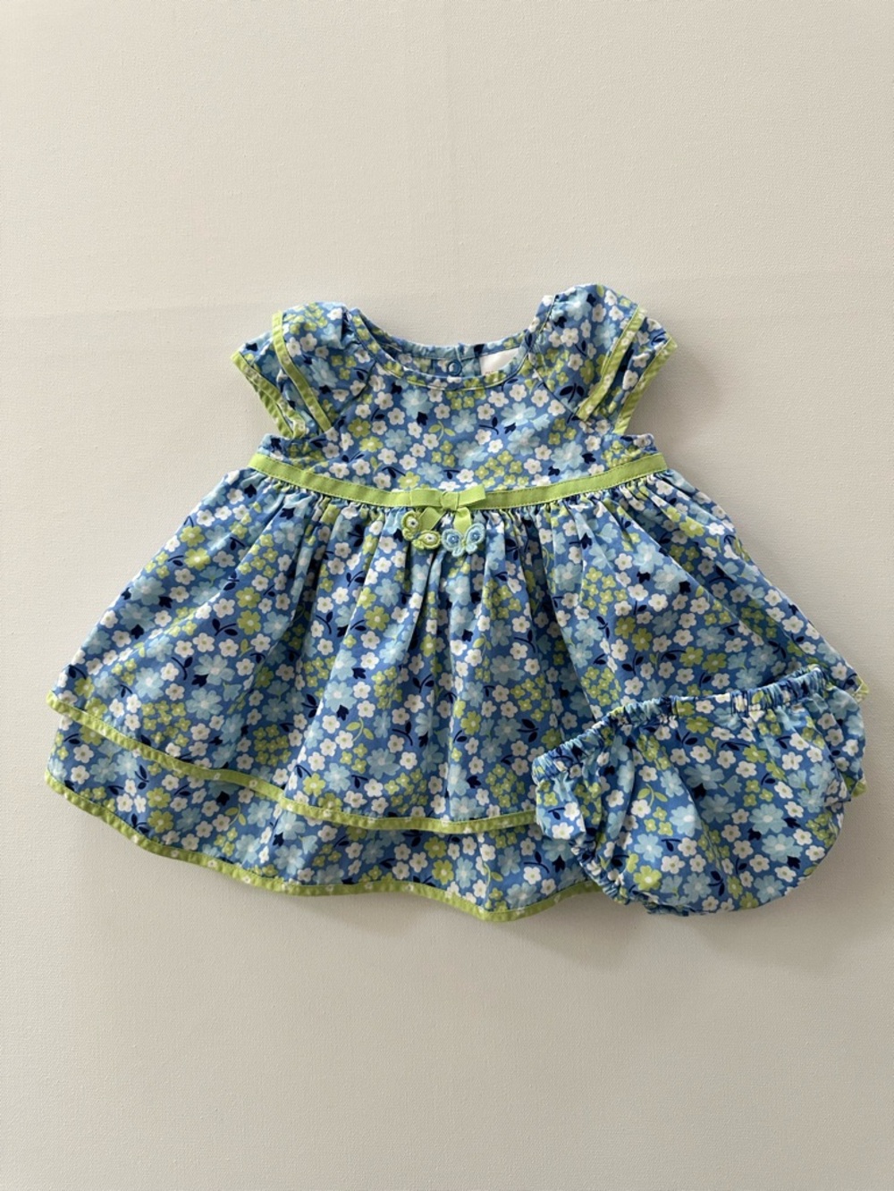 Gymboree 0-3 Months Baby Girl Blue Floral Dress Spring Summer